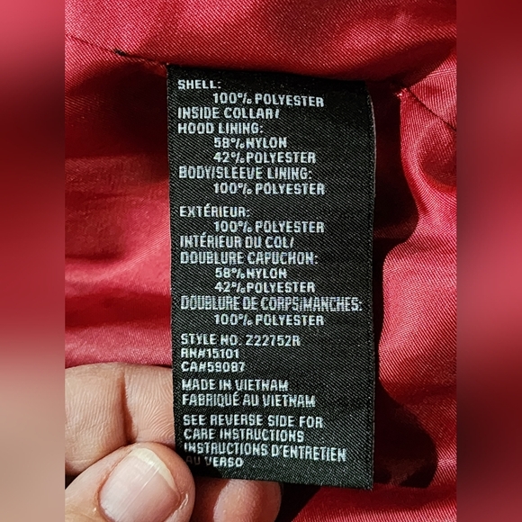 Jones New York red water resistant removeable hooded coat Size Med and Lg NEW - Picture 9 of 11